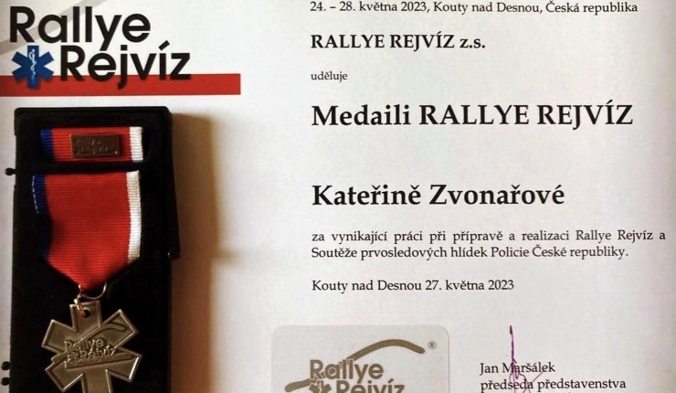 Kateřina Zvonařová získala medaili Rallye Rejvíz